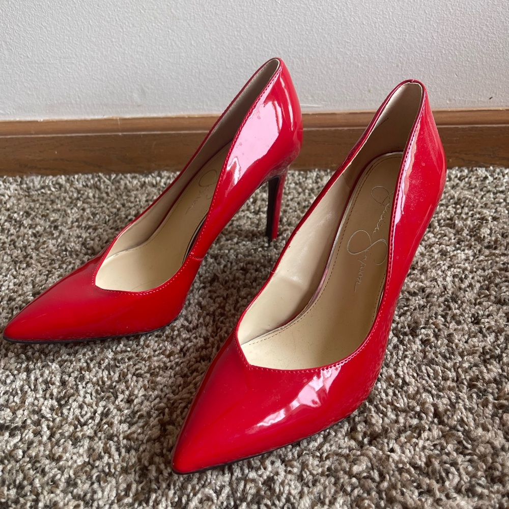 Jessica Simpson Christmas Red Patent Leather Heels